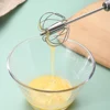 Kitchen Stainless Steel Whisk Creamer Semi-automatic Rotary Whisk Beech Wood Vase Handle Hand Mixer Egg Beater Tools 5