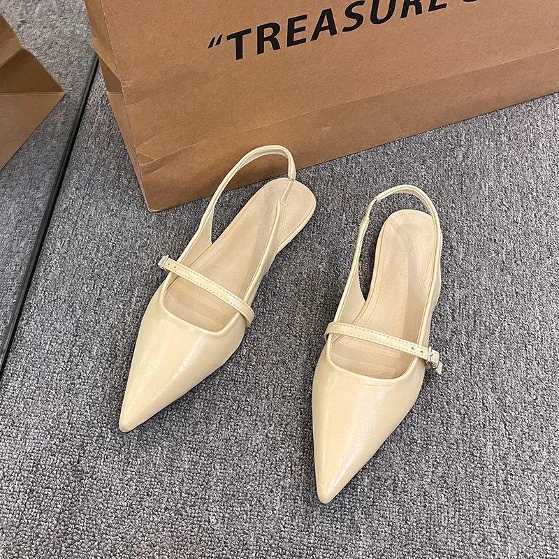 New Spring Women's French-Style Closed-Toe Sandals Luxurious Slip-On Designer Shoes Fashionable and Elegant Party Flat Sandals