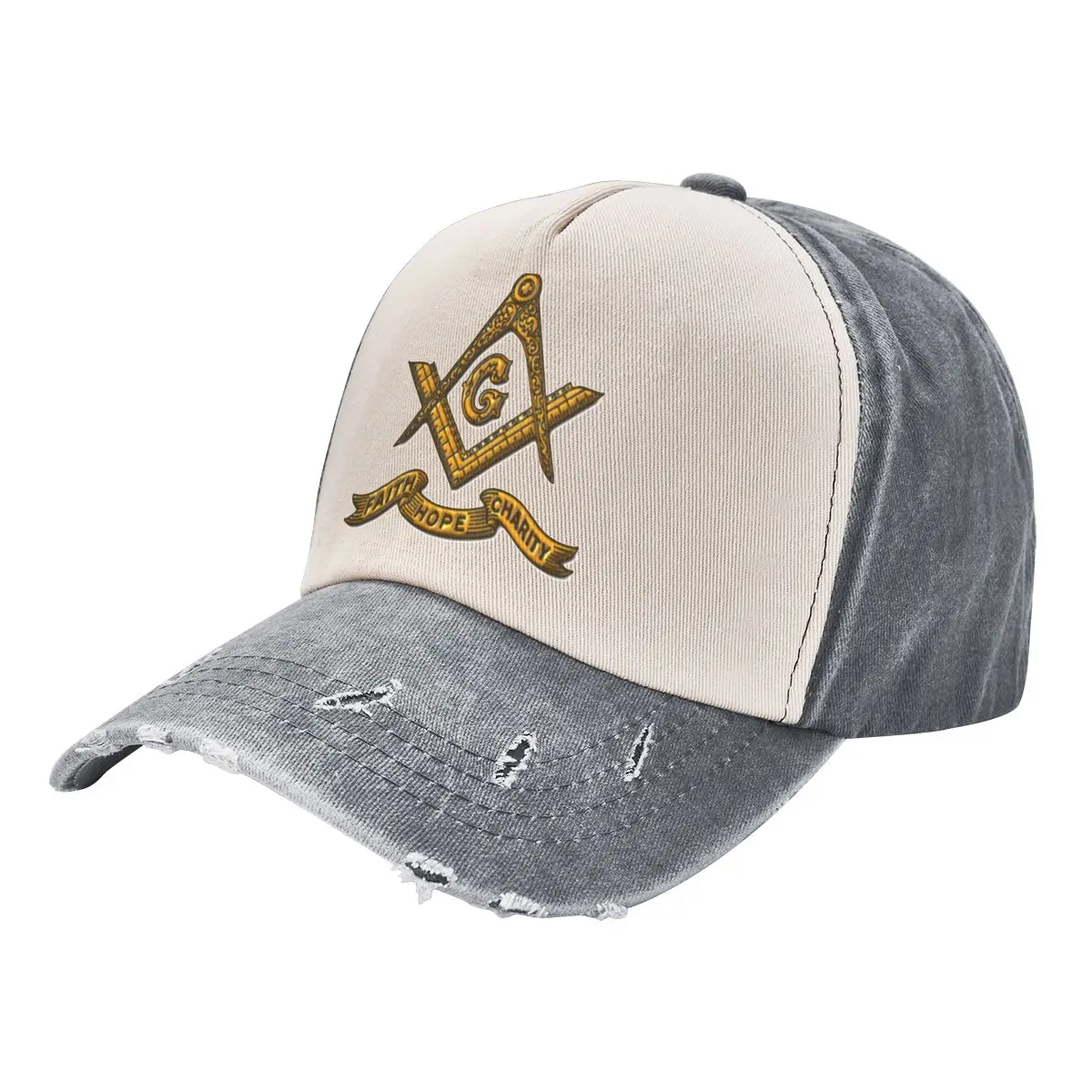 

Freemasonry Faith Hope Charity Masonic Baseball Caps Fashion Distressed Washed Snapback Hat Unisex Style Outdoor Hats Cap