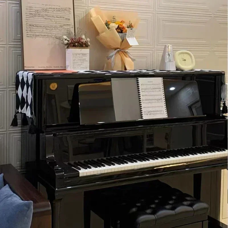 Modern Minimalist Chessboard Piano Cover Dust Proof Thickened Classical Piano Cover Cloth Home Decoration Half Pack