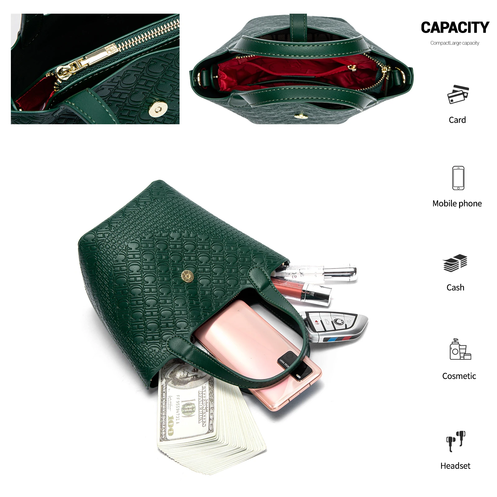 حقيبة كتف نسائية متوسطة الحجم من العلامة التجارية...