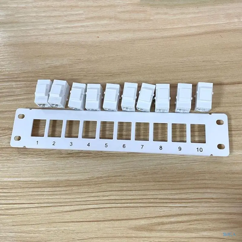 B0KA 패치 패널 10 포트 CAT5E 인라인 키스톤 10G 패스 스루 커플러 패치 패널