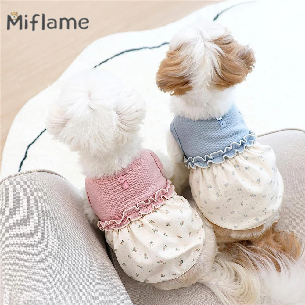 

Miflame INS Style Korean Autumn and Winter Warm Cute Scarf Fragmented Flower Bubble Skirt Tank Top Dog Cat Tank Top Home Clothes