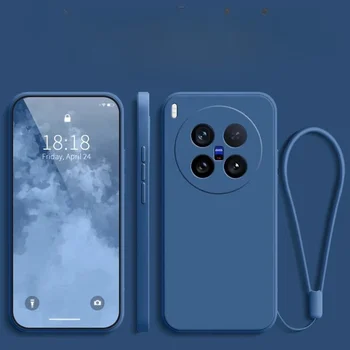 Custodia in silicone liquido effetto pelle alla moda per VIVO X300 Ultra X300 Pro X200 FE con cinturino da polso anti-smarrimento e protezione completa per la fotocamera