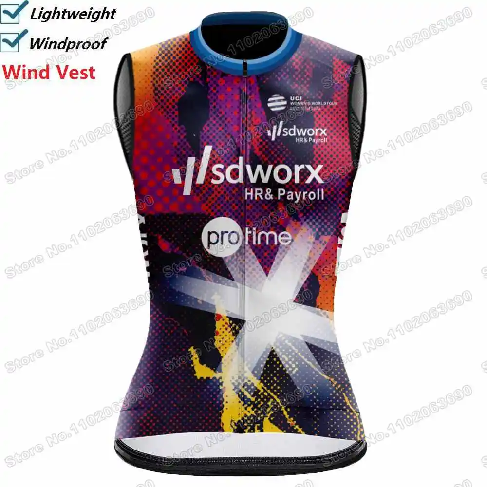 Cycling Jersey Cycling Vest Cycling Windbreaker Team SD Worx Women Cycling Vest Windproof Unisex Wind Vest Road Cycling Jersey Sleeveless Bike Windbreaker Bicycle Clothing