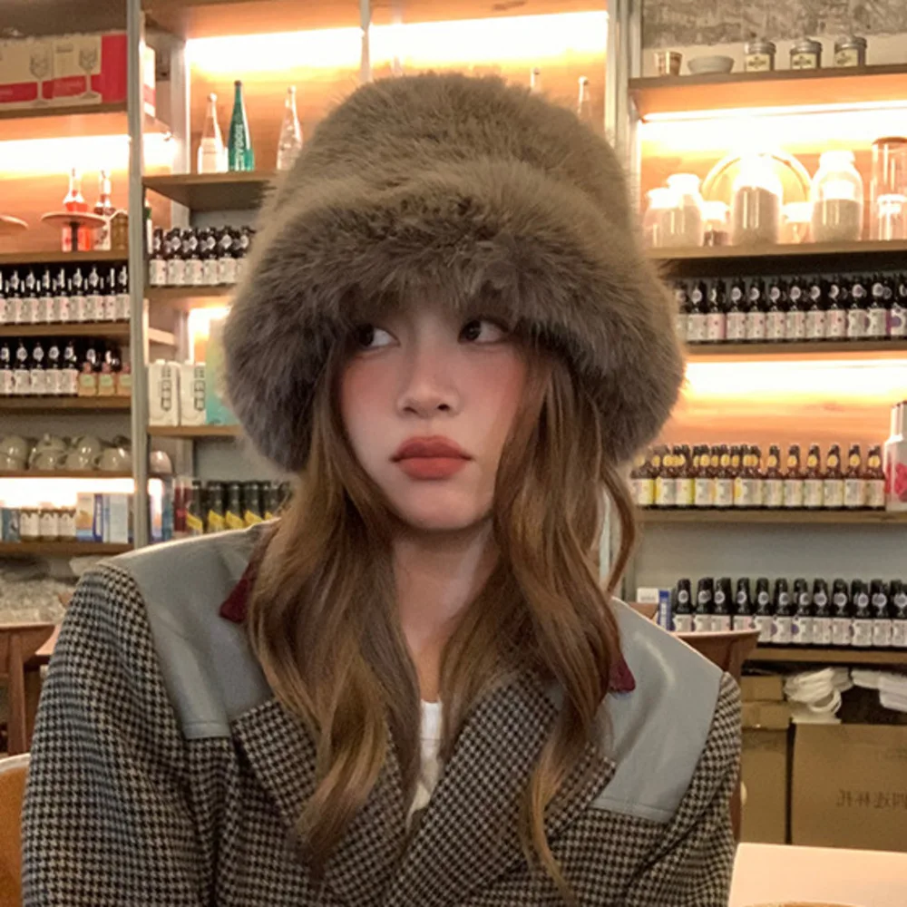 Knocking on Winter Snow Mountain Western Sichuan Tourism Plüsch-Fischer für Frauen, um sich warm zu halten und das Gesicht klein zu zeigen_voghion.com