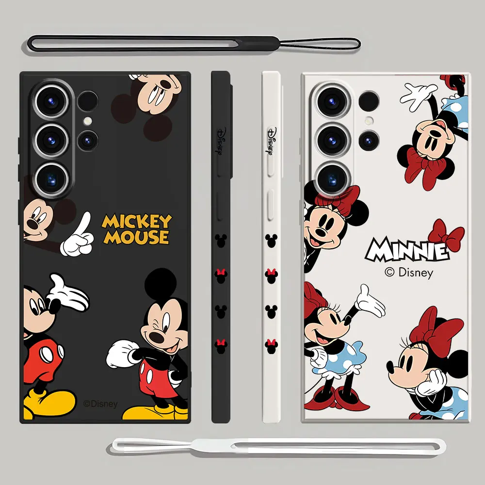 Disney Mickey Minnie Etui Na Telefon Samsung Galaxy S20 Fe S22 S23 S24 Ultra 5G S8 Note 20 Ultra 10 Plus S21 Kwadratowy Pokrowiec Na Płyn