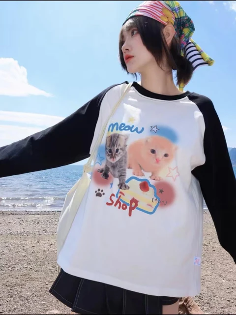 Cat Print Long Sleeve Top 3