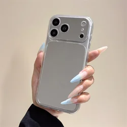 Luxury Make Up Mirror Phone Case - Clear Shockproof Acrylic with Soft Bumper Cover - iPhone 12 Pro Max (Silver)