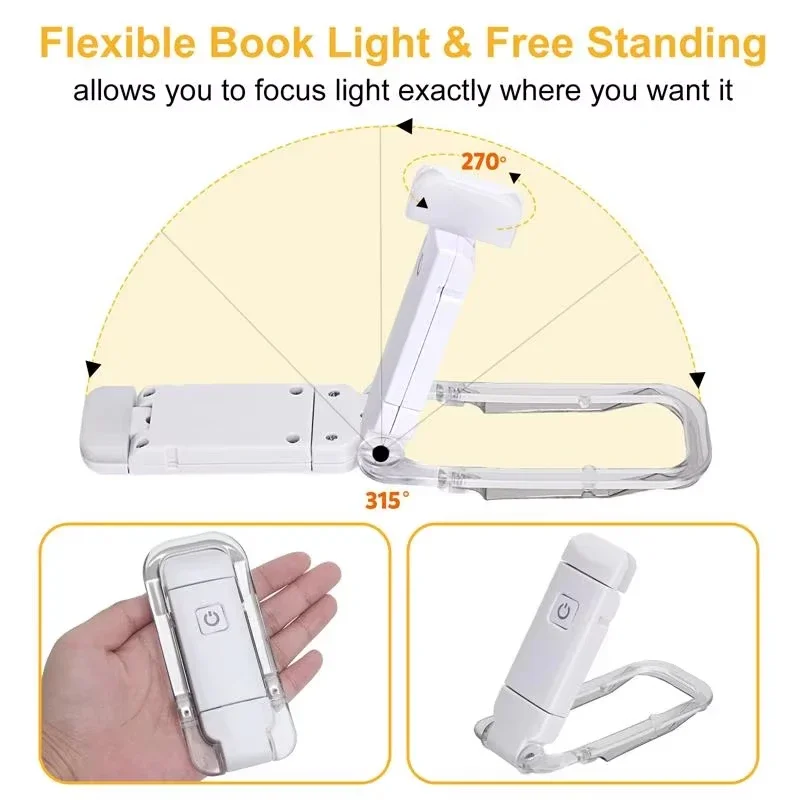 LED USB Rechargeable Book Light Reading Light Eye Protection Night Portable Clip Desk Bookmark Read Night Lamp