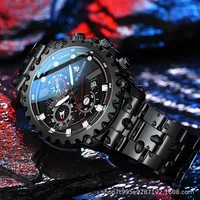 Montre samouraï noire étanche pour homme, montre personnalisée, montre portable de luxe, mode d'affaires 3