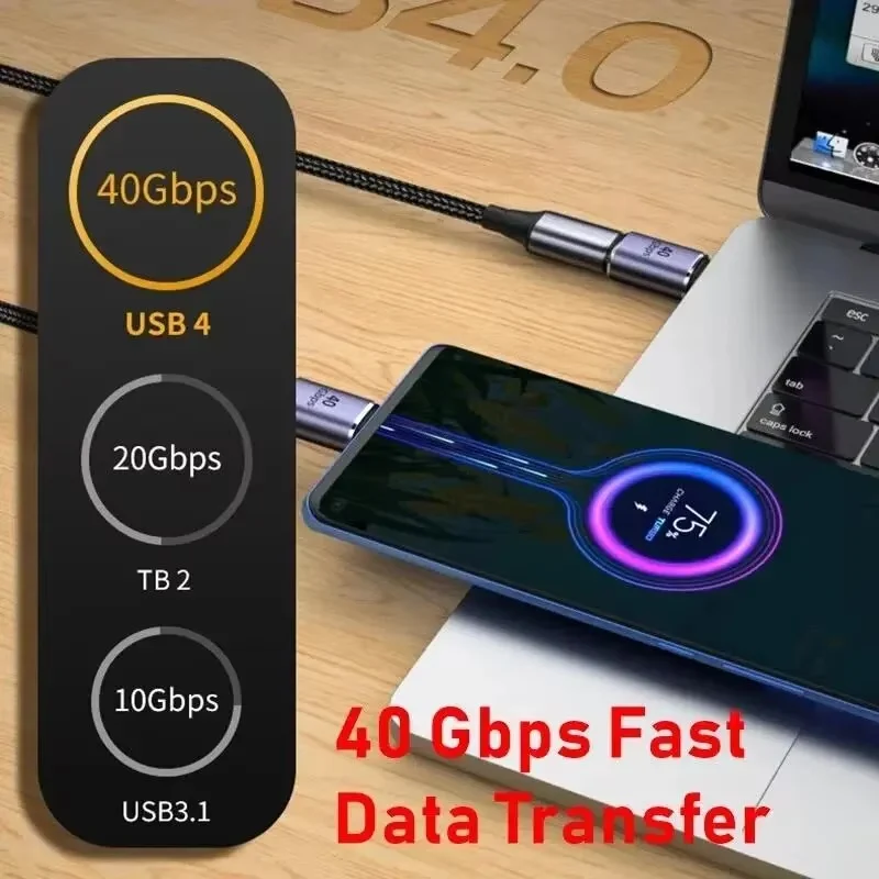Ultra-Fast 4K USB-C OTG Adapter with 100W Charging and 40Gbps Data Transfer