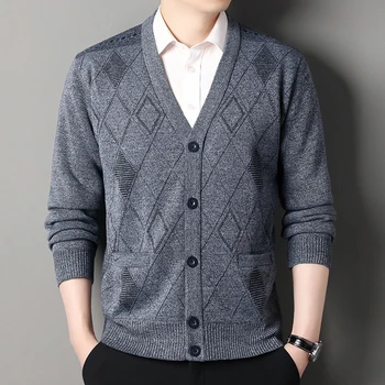 Men's Casual Cardigan Jacket V-neck Sweater Men's Autumn Winter Clothes Button Knit Cardigans Mens Knitting Sweaters Outwear 1