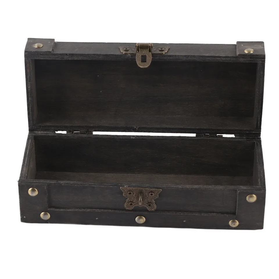 Boîte de rangement vintage en bois pour bijoux, avec fermoir en alliage - Décoration de bureau artisanale