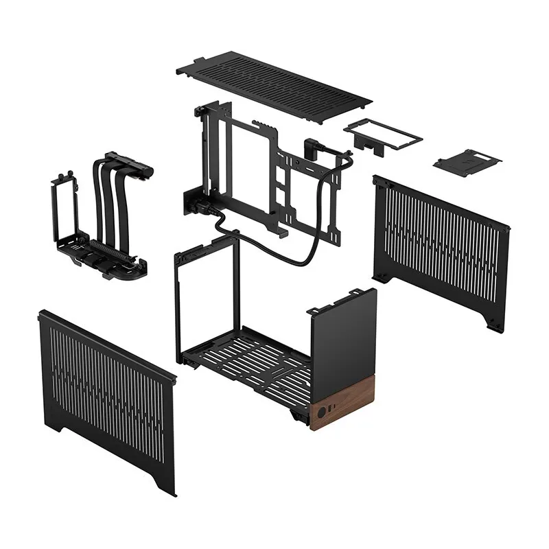 Fractal Design Terra Mini Anodized Aluminum Split Laptop Black Walnut Desktop ITX Case Black/Green/Silver