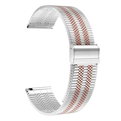 Stainless Steel Wristband Bracelet Watchband - Premium Metal Strap for Mi Watch Color (Silver - rose gold)