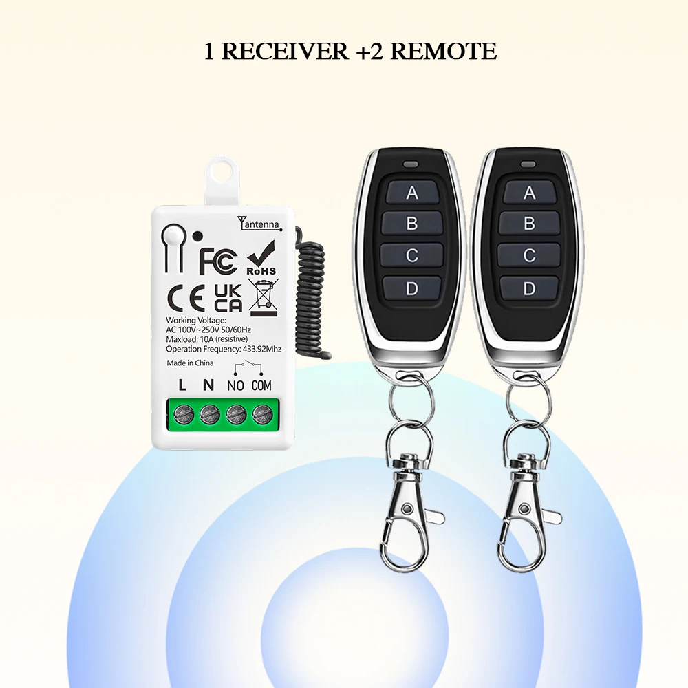ตัวเลือกสินค้า รีโมทไร้สายควบคุมสวิตช์ไฟ 220V 10A สำหรับ DIY โคมไฟและโรงรถ