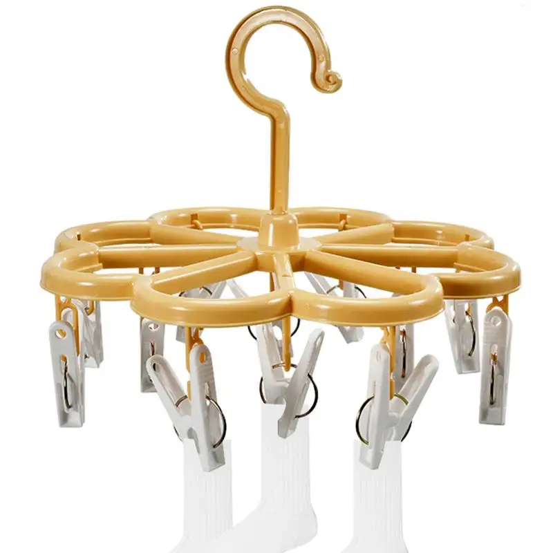 

360 degree Rotation Windproof Hook 12 Clip Drying Hanger multi-purpose Drying Rack No Deformation Hanger Rack household supplies
