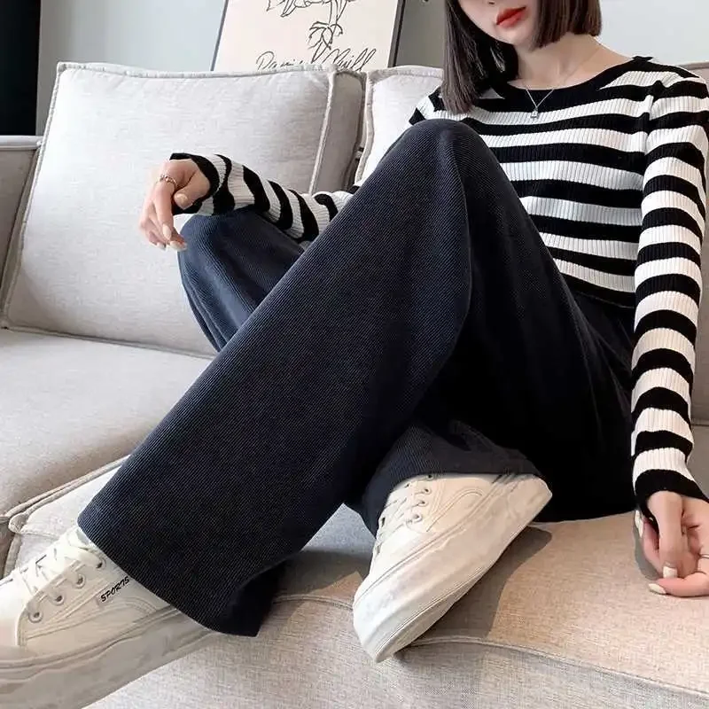 Realistic Maternity Pants Draped Slimming Straight Leg Cotton Spring Autumn Style Bell Bottoms For Pregnant Women 3