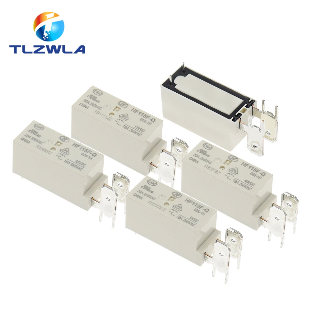 TLZWLA power relay HF115F Q series, models HF115F Q 048 1H JQX 115F Q 048 1H, 48V relay, 05VDC 12V DC 24V control, 18A 250VAC