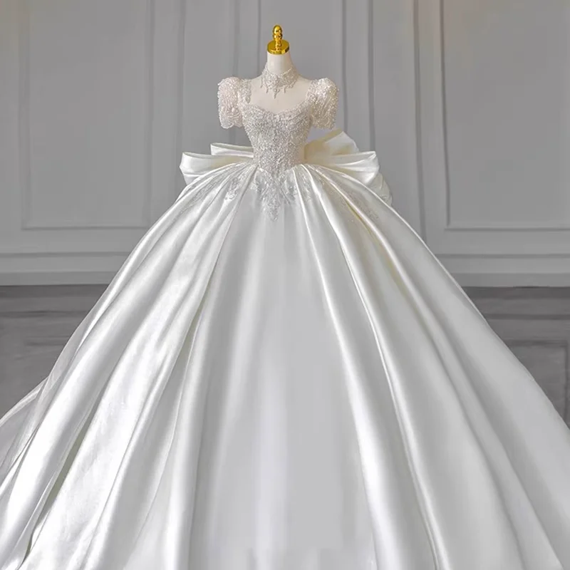 

R-28 Light wedding dress 2024 new bride high-end texture palace style trailing white main yarn