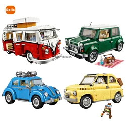 Technic fied – blocs de construction pour Mini voiture Cooper, jouets en brique, nouvelle collection 500, VW Volkswagen T1, Van 10220 10271 10252 