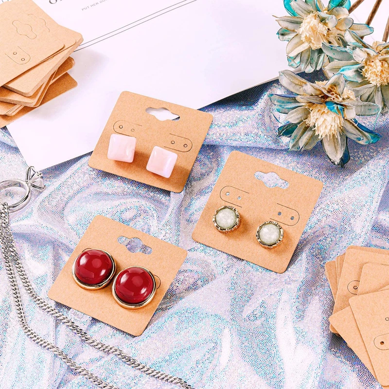 50 Stück 5 x 5 cm Ohrring-Display, Papierkarte, Ohrstecker-Halter, Tasche für Schmuck, zum Aufhängen, Karton, Pappe, Verpackung, kleine Unternehmen – Detail 6