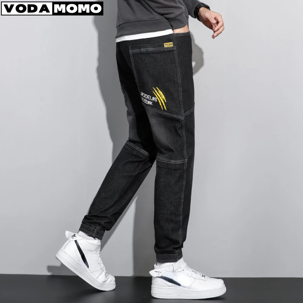 

Brand Pop Hip Hop Harem Jeans Pants Men Loose Joggers Denim Casual Sweatpants Korea Full Length Trousers Streetwear mom jeans