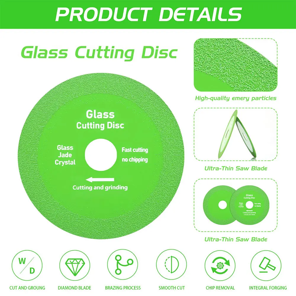Glass Cutting Disc 1mm Ultra Thin Saw Blade For Angle Grinder Diamond Cutting Blades Glass Cutters Tools for Jade Crystal Bottle