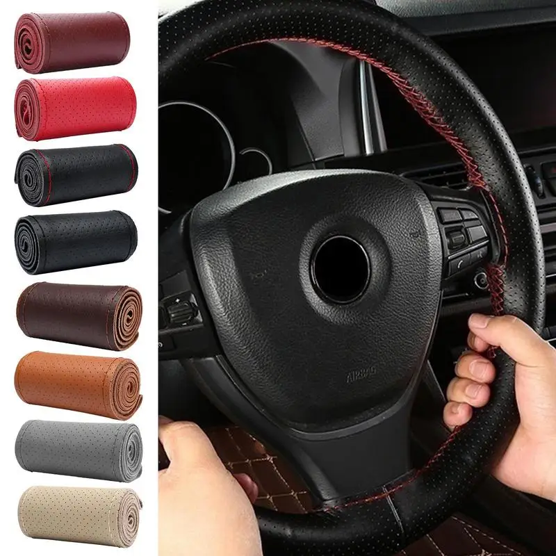 

DIY Steering Wheel Cover 4 Season Handsewn DIY Truck Steering Wheel Cover Non Slip Universal Car Steering Wheel Protector Cover