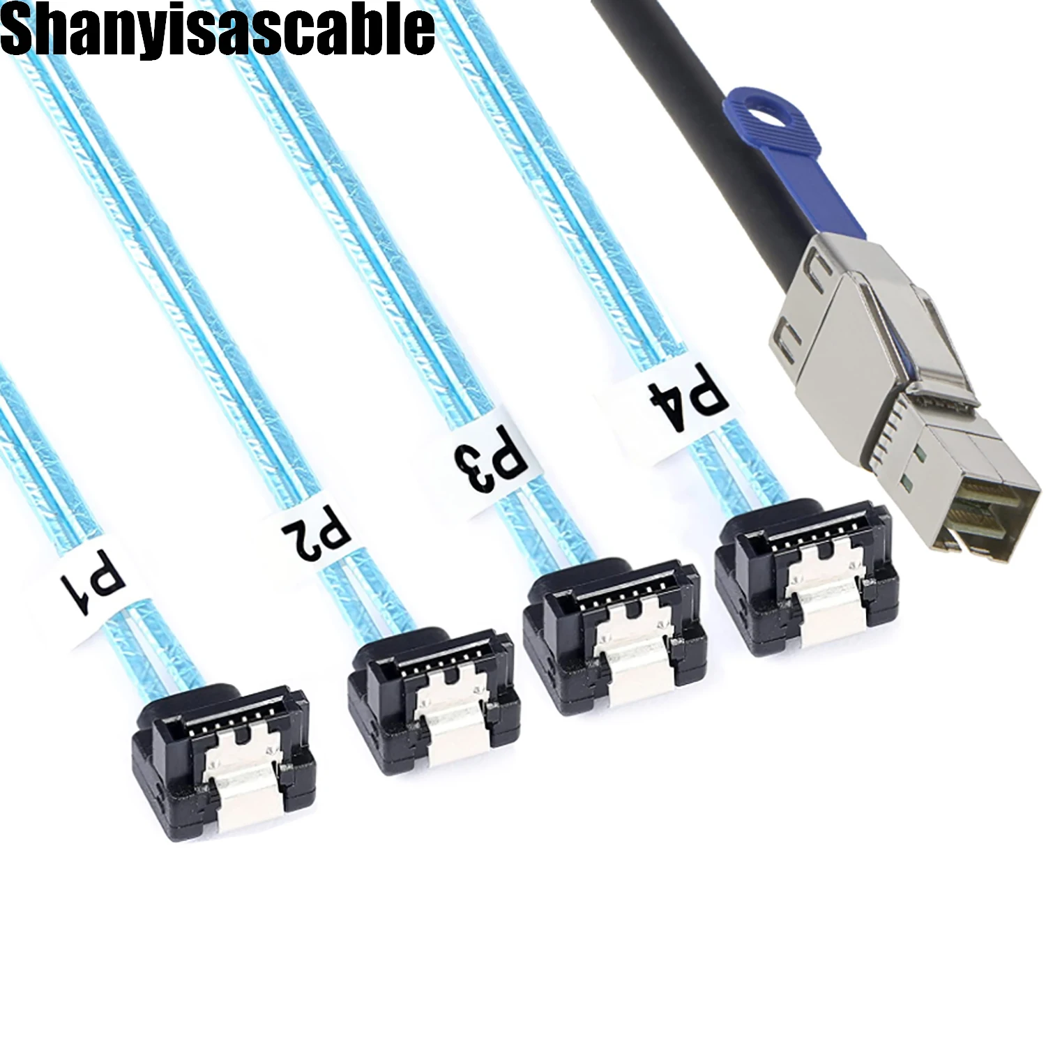 0.5M Mini SAS HD SFF-8644 36P with IC male to 4 SATA 7P female 90 degree Server Raid cable adpter