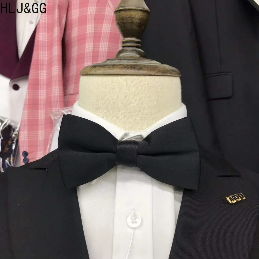 

HLJ&GG Fashion Man's Tuxedo Tie Classic Solid Color Bow Tie for Wedding Party High Quality Stage Host Decoration Bow Ties New