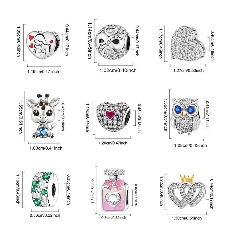 MyGiftHome 925 Sterling Silver Love Heart Charms