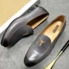 ITALIAN MEN LOAFERS SHOES GRAY HANDMADE SLIP ON TASSEL LOAFERS WEDDING OFFICE SHOES REAL LEATHER CASUAL DRESS MEN SHOES 4