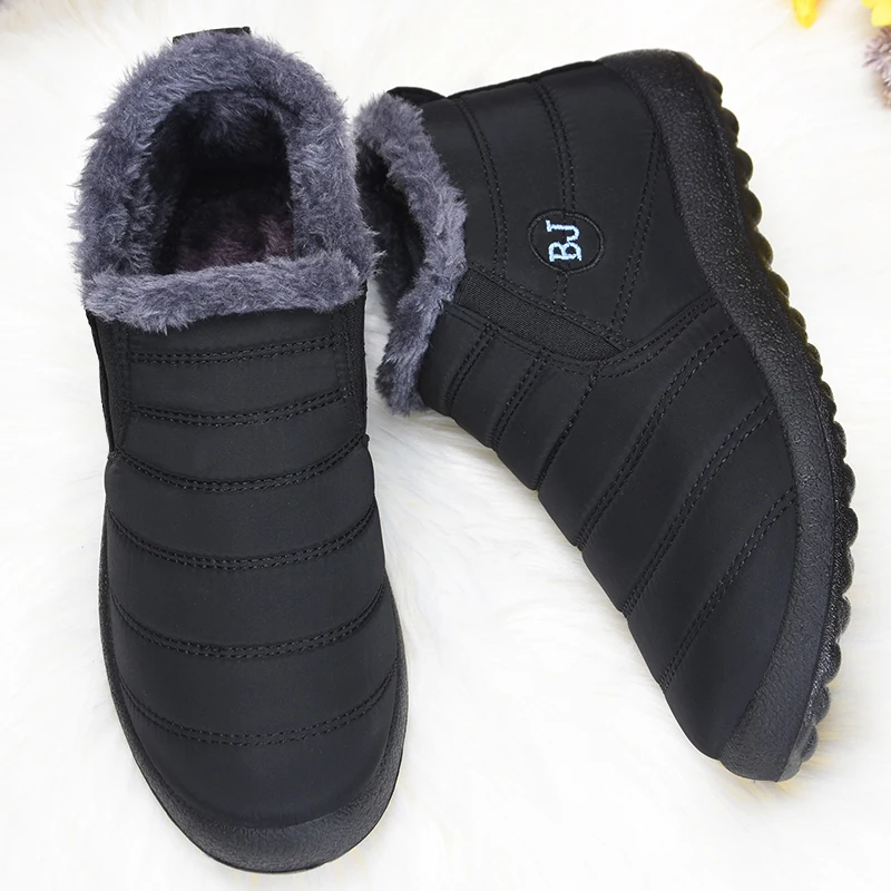Fashion Winter Men Boots Non Slip Snow Boots with Fur Lightweight Keep Warm Mens Ankle Boots Flats Male Cotton Shoes Botas - 3