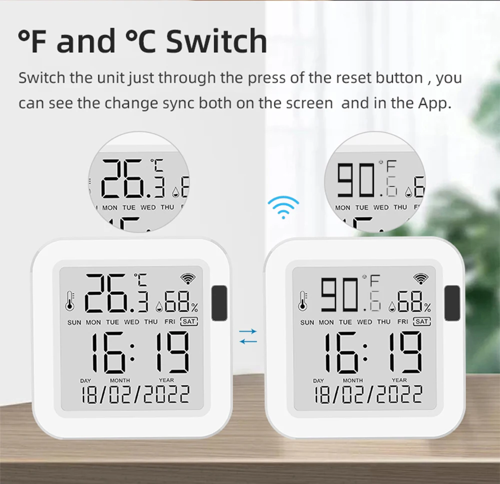 Wifi Thermometer Hygrometer And Humidity Sensor With Lcd Display, Audible  Alarm And Alarm App, Smart Temperature And Humidity Sensor For Greenhouse  Cu