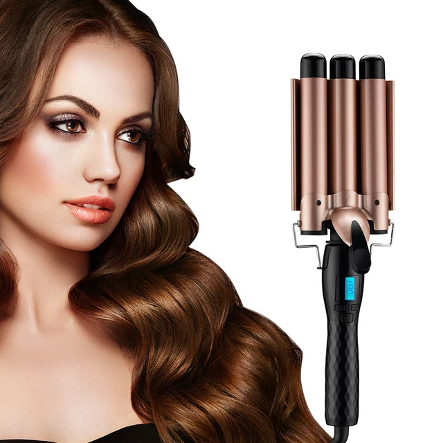 Amazon.com: Hair Curling Tongs, 3 Barrel Hair Curler, Tourmaline Hair  Curling Iron with 2 Temperature Class, Quick Heating Electric Hair Waver,  Hair Styling Tool Golden Hair Crimpers (22mm-Pink) : Beauty & Personal