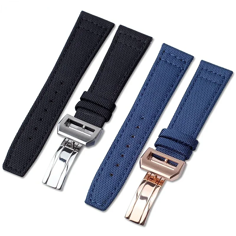 Cinturino Per Orologio In Tela Per Iwc Little Prince Pilot Portogallo Portofino Blue Captain Steel Rose Black Fold Buckle Accessori In Nylon