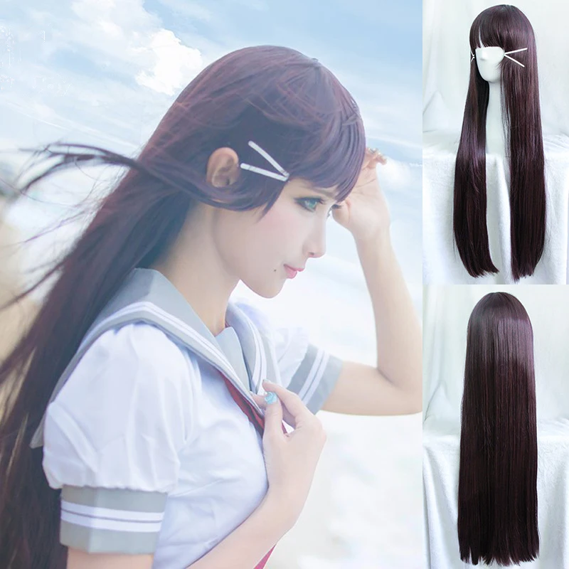 

Anime Love Live Sunshine Kurosawa Dia Cosplay Wig Brown Long Straight Hair With Bangs Halloween Costumes Hair + Wig Cap