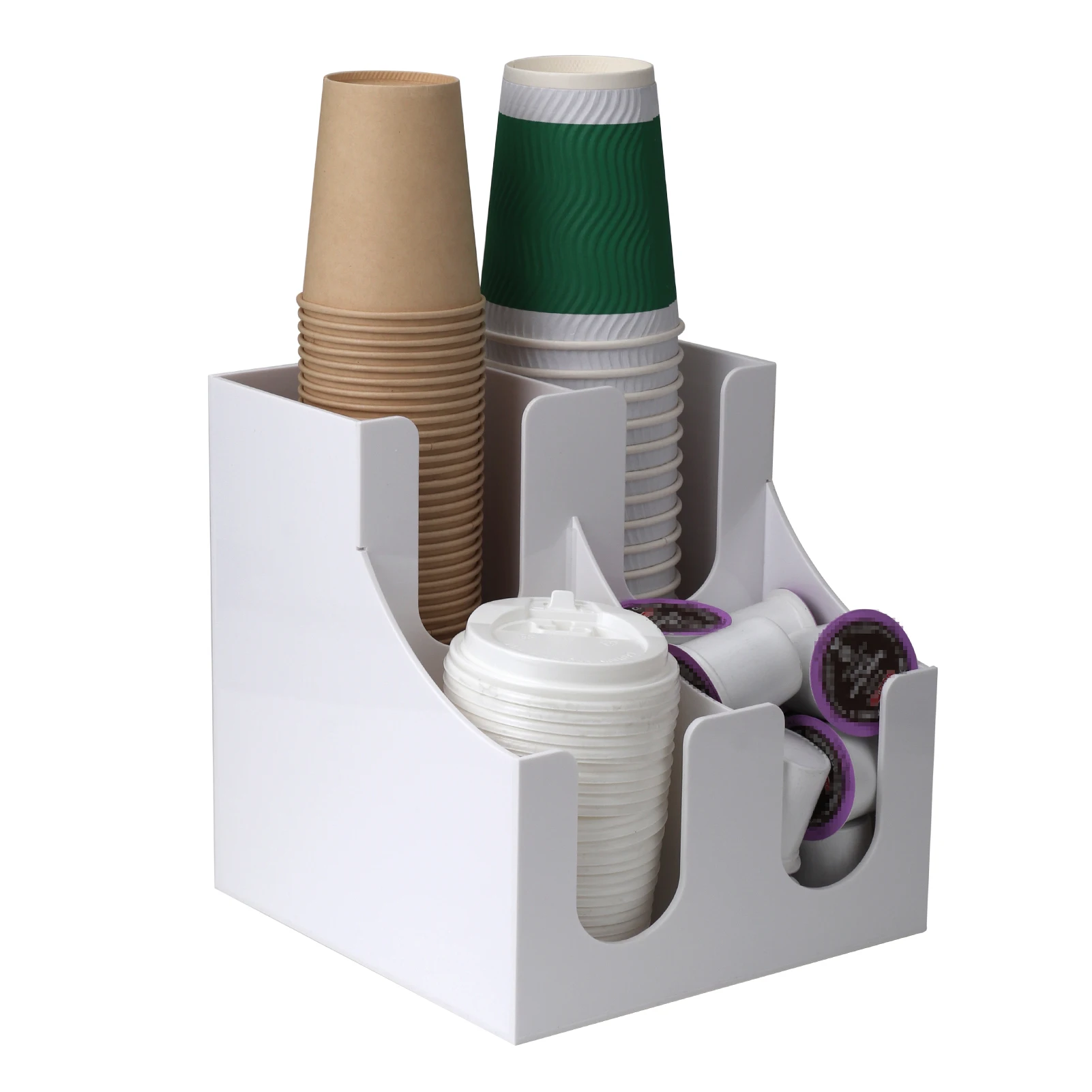 Multi-functional Shelves Acrylic Coffee Cup Dispenser Paper Cup Holder and Water Cup Storage Box for Coffee Shop and Tea Ba 4