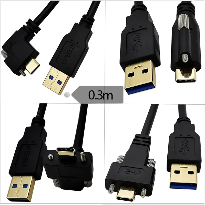 

Позолоченный Штекерный коленчатый замок с USB типа C на USB с винтом для промышленной камеры, панель блокировки, линия передачи данных