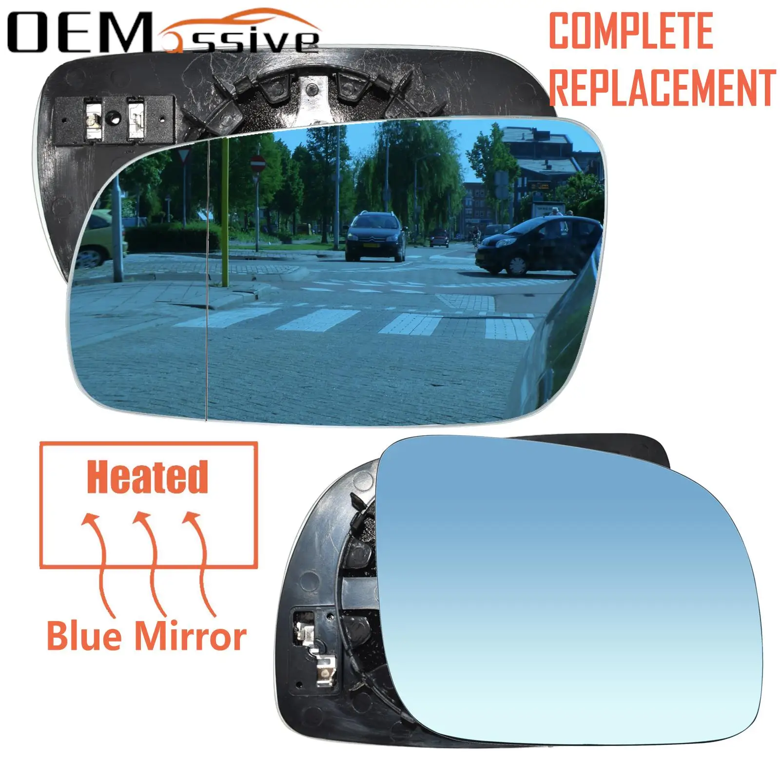 

For VW Golf Bora Jetta MK4 Passat B5 96-04 Pair Wing Mirror Glass Heated 1J1857521C 1J1857522C Convex Blue Car Accessories Parts