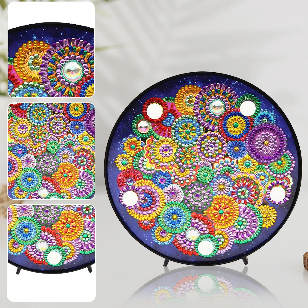 DIY Diamond Painting Table Lamp Arts Crafts Flower Pattern Mosaic Rhinestone Full Special Shaped Drill Kits Christmas Gifts