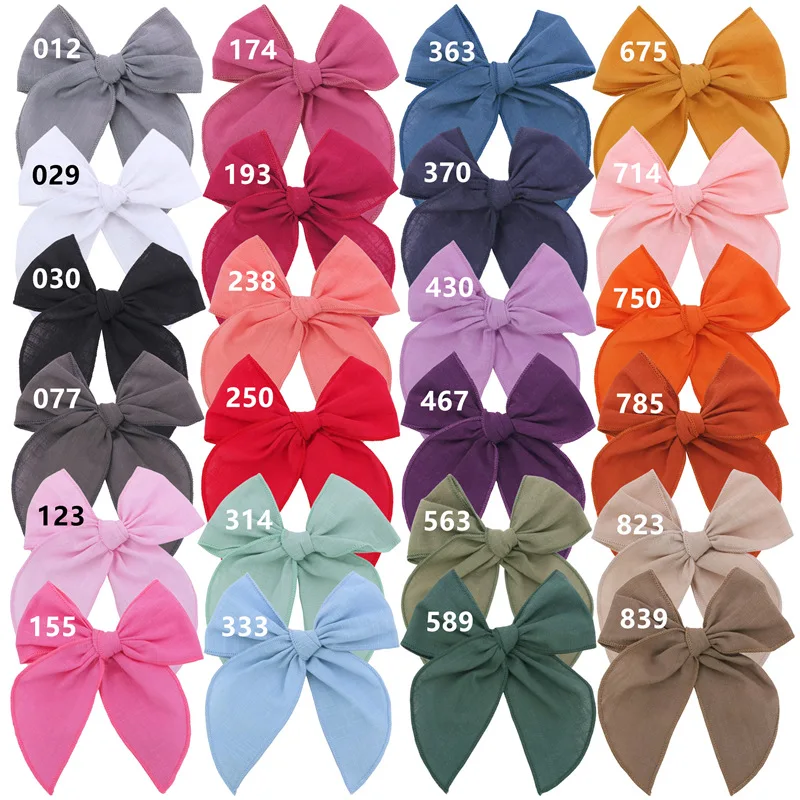 Bulk 72 Pz/Lotto 5 Pollici Fable Bow Fermagli Per Capelli Baby Linen Cotton Hair Bow Forcine Per Capelli Ragazze Hair Bow Kids Knotbow Barrettes Kids 