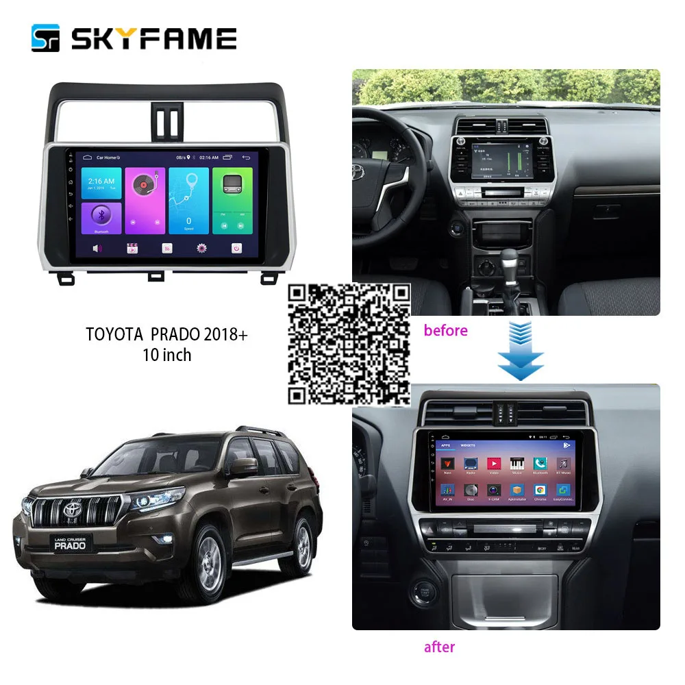 

For TOYOTA LAND CRUISER PRADO LC150 2018-2021 2 Din Car Radio Android Multimedia Player GPS Navigation IPS Screen DSP