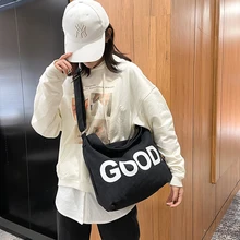 

2022 New Canvas Shoulder Bags For Women Korean Fashion Casual Tote Bags Letter Printed Female Handbags Big Shopping Eco Bag Sac
