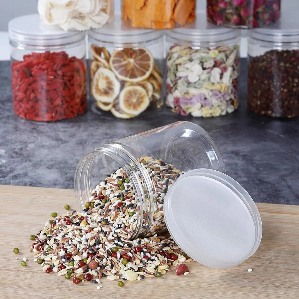 Plastic Jars Clear Plastic Slime Containers Kitchen Household Food Storage Dry Goods Creams 6 PCS 16 oz