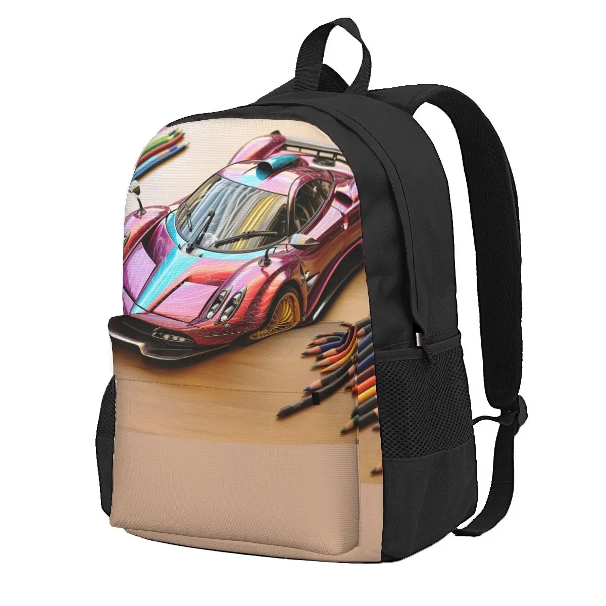 

Speed Sports Car Backpack Pencil Art Colored Cartoon Workout Backpacks Girl Stylish School Bags Design Print Rucksack