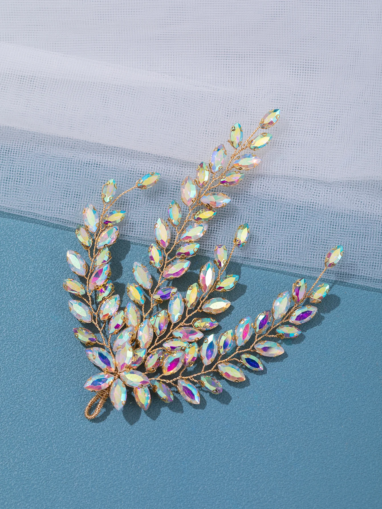 Mode Blatt Zirkon Braut Kopfschmuck Tiara Zubehör für Frauen Luxus Mädchen Kristall Haarspange Hochzeit Schmuck – Detail 14