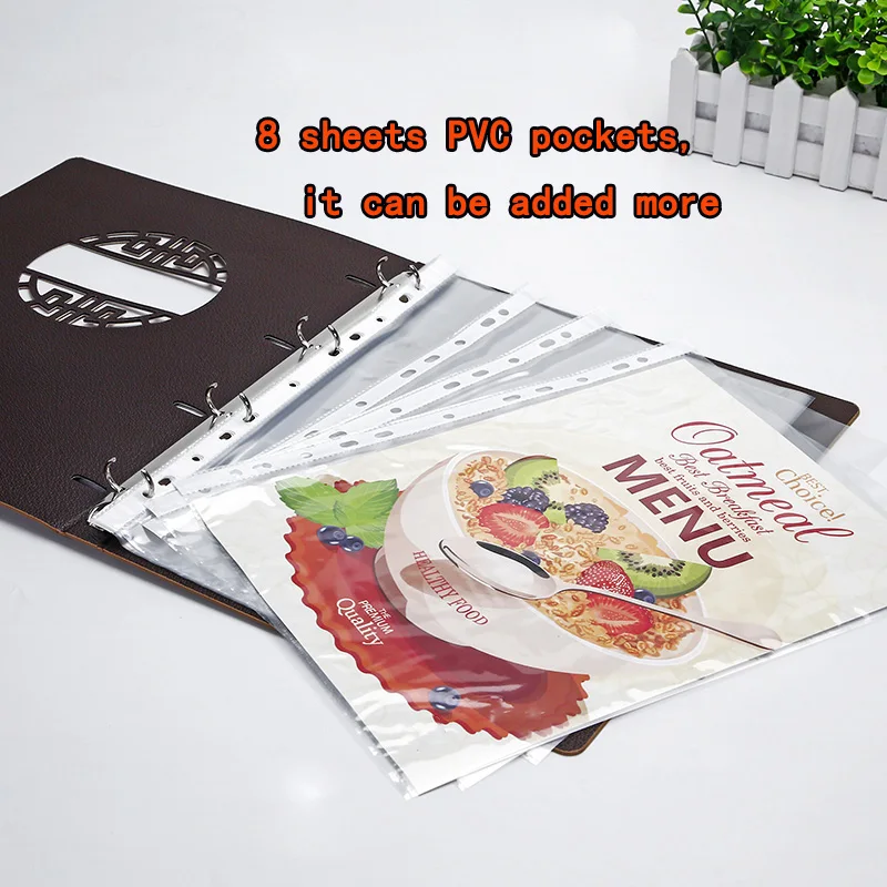 2PCS PU Leather Menu Folder Blank Cover Price List Display Book